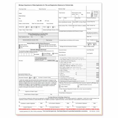 Application For Michigan Title auto dealer
