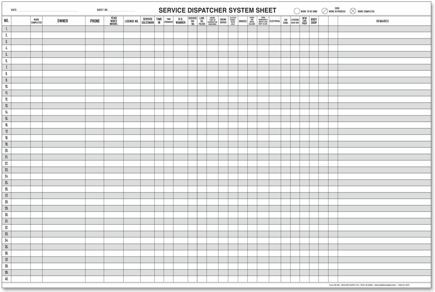 Service Dispatcher Sheets - Image 2