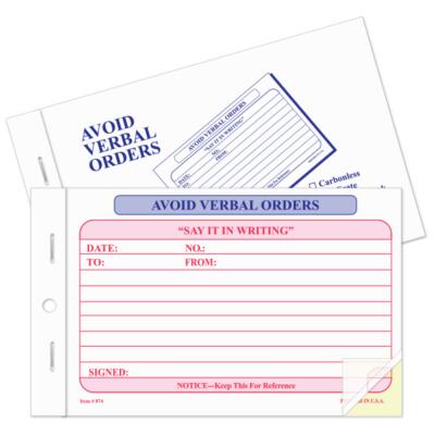 Avoid Verbal Order Books