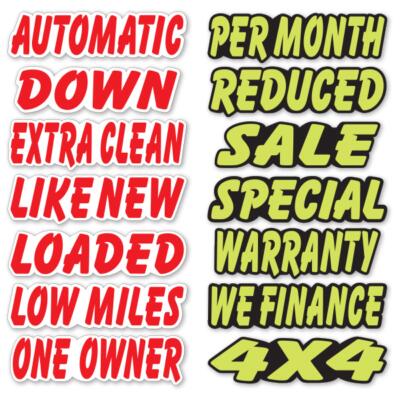 Windshield Die-Cut Slogans auto dealership supply