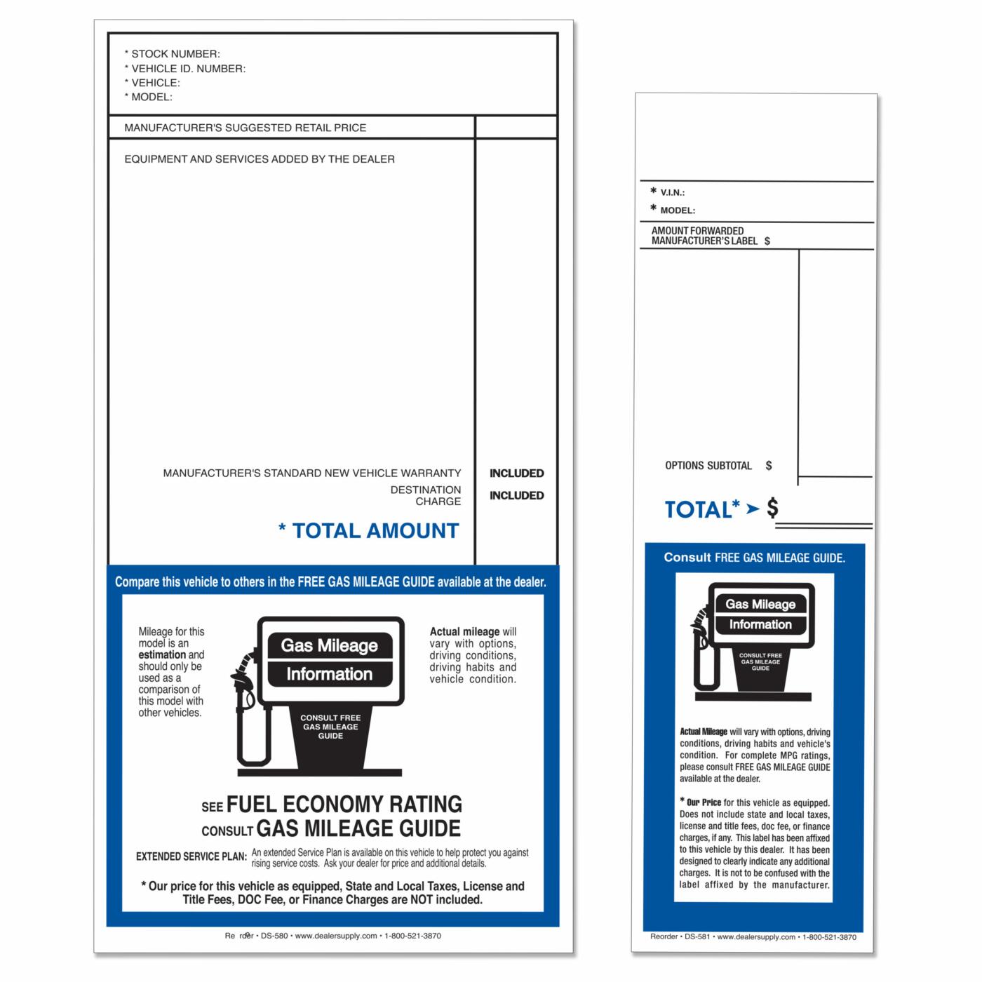 Reconciliation Stickers auto dealer supply